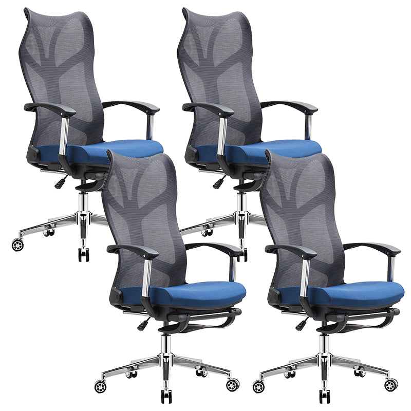 Contemporary Adjustable Office Chair High Back Ergonomic Desk Chair Black-Blue 4 Piece Set Clearhalo 'furn' 'furn_office_chair' 'Furniture' 'Office Chairs' 'Office Furniture' 'office_chair' 5856618