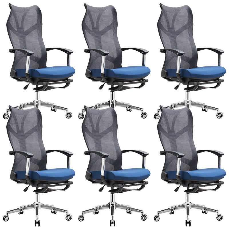 Contemporary Adjustable Office Chair High Back Ergonomic Desk Chair Black-Blue 6 Piece Set Clearhalo 'furn' 'furn_office_chair' 'Furniture' 'Office Chairs' 'Office Furniture' 'office_chair' 5856621