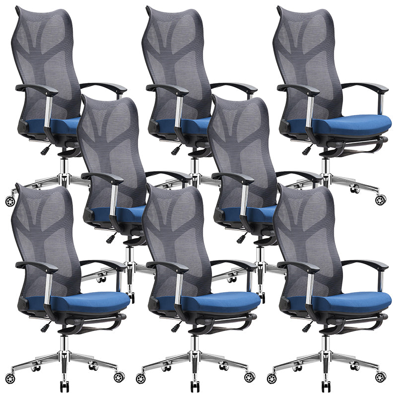 Contemporary Adjustable Office Chair High Back Ergonomic Desk Chair Black-Blue 8 Piece Set Clearhalo 'furn' 'furn_office_chair' 'Furniture' 'Office Chairs' 'Office Furniture' 'office_chair' 5856622