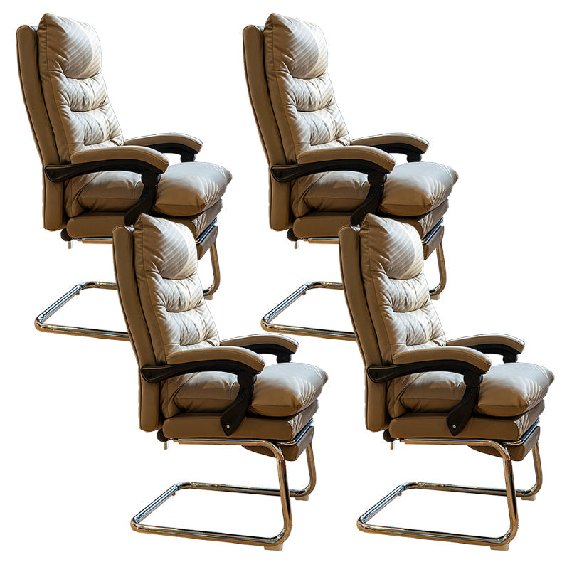 31"W Contemporary Arm Chair Upholstered Tilt Mechanism Swivel Chair Light Coffee 4 Piece Set Clearhalo 'furn' 'furn_office_chair' 'Furniture' 'Office Chairs' 'Office Furniture' 'office_chair' 5856633