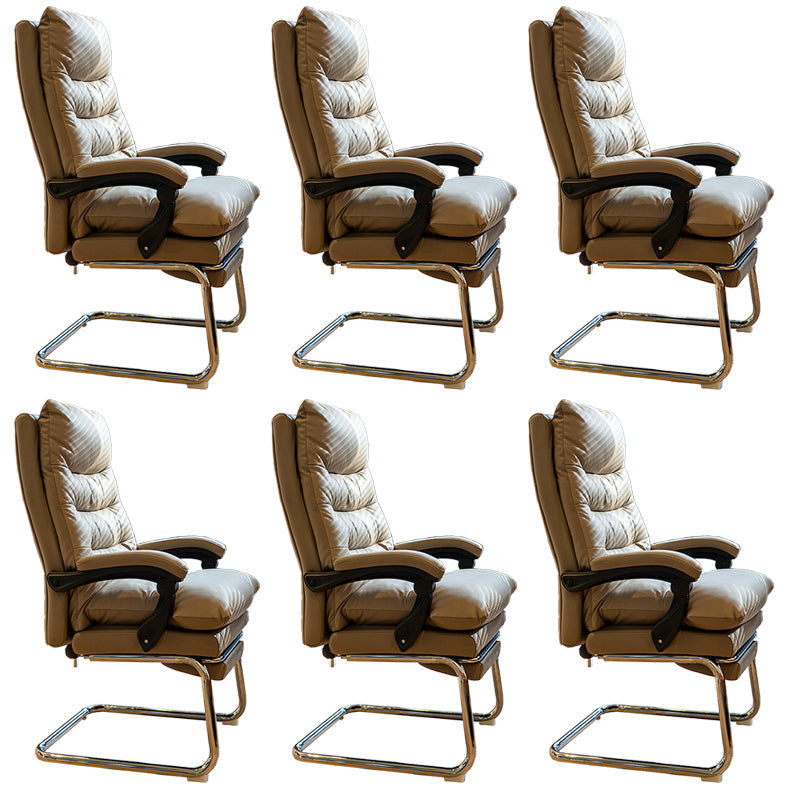 31"W Contemporary Arm Chair Upholstered Tilt Mechanism Swivel Chair Light Coffee 6 Piece Set Clearhalo 'furn' 'furn_office_chair' 'Furniture' 'Office Chairs' 'Office Furniture' 'office_chair' 5856634