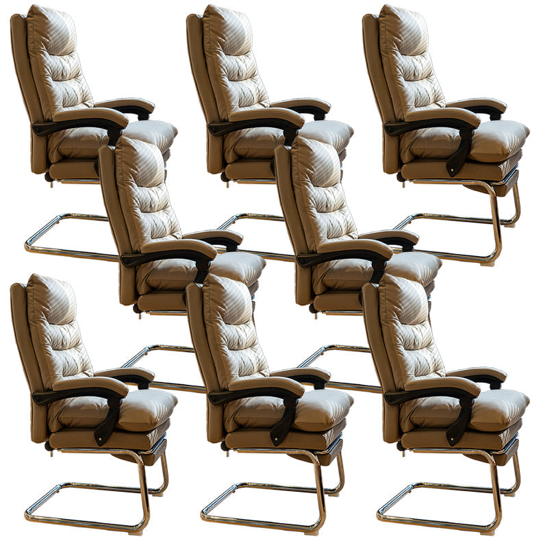 31"W Contemporary Arm Chair Upholstered Tilt Mechanism Swivel Chair Light Coffee 8 Piece Set Clearhalo 'furn' 'furn_office_chair' 'Furniture' 'Office Chairs' 'Office Furniture' 'office_chair' 5856637