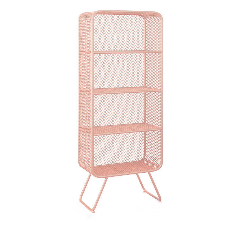 Light Luxury Metal Bookcase Shelf Closed Back Bookcase for Study Room 23.6"L x 11.8"W x 59.1"H Pink Clearhalo 'Bookcases' 'furn' 'furn_bookcases' 'Furniture' 'Office Furniture' 5856866