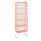 Light Luxury Metal Bookcase Shelf Closed Back Bookcase for Study Room 31"L x 16"W x 71"H Pink Clearhalo 'Bookcases' 'furn' 'furn_bookcases' 'Furniture' 'Office Furniture' 5856875