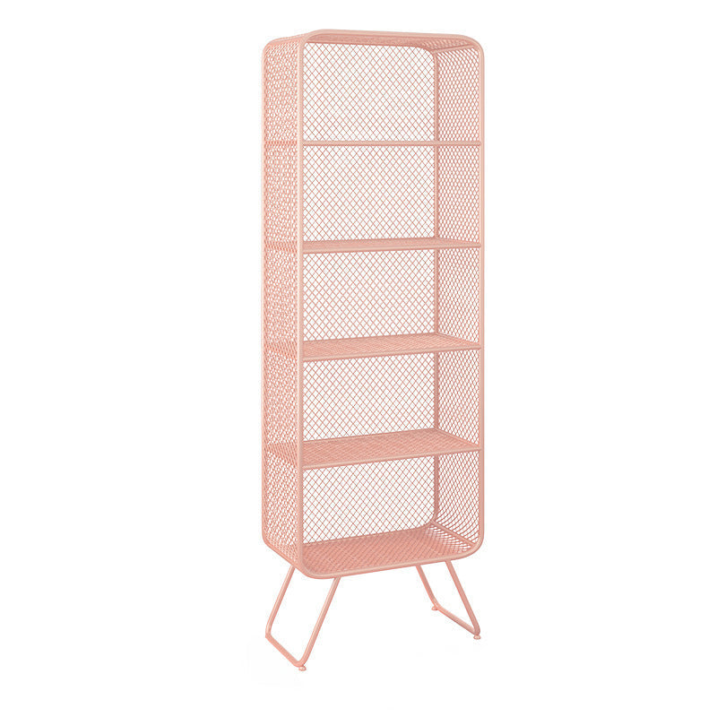 Light Luxury Metal Bookcase Shelf Closed Back Bookcase for Study Room 31"L x 16"W x 71"H Pink Clearhalo 'Bookcases' 'furn' 'furn_bookcases' 'Furniture' 'Office Furniture' 5856875