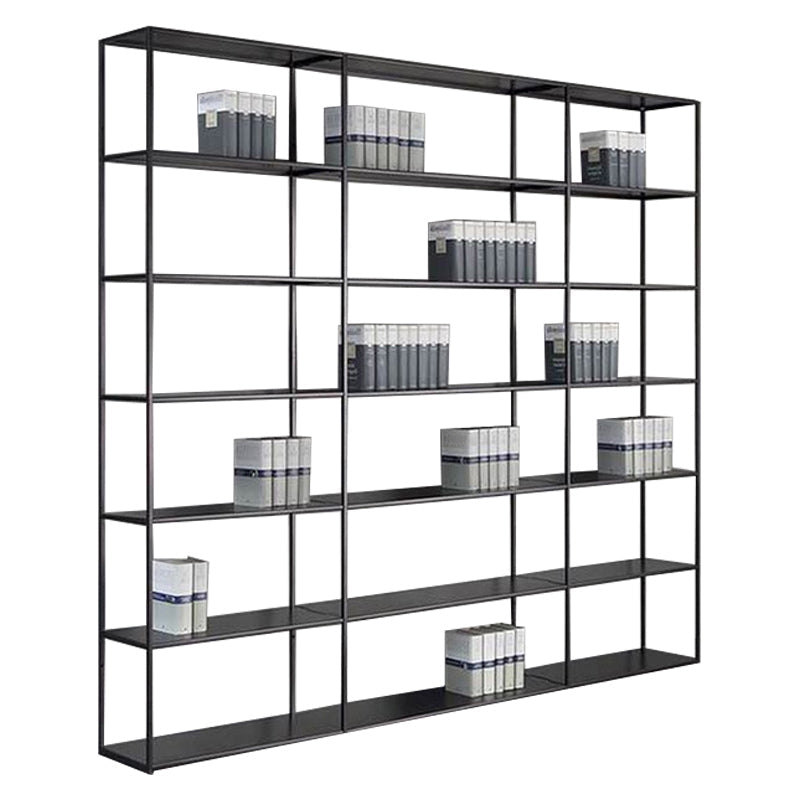 Metal Open Book Shelf Contemporary Home Shelf Bookcase with Shelves 78.7"L x 9.8"W x 70.9"H Black Clearhalo 'Bookcases' 'furn' 'furn_bookcases' 'Furniture' 'Office Furniture' 5857141