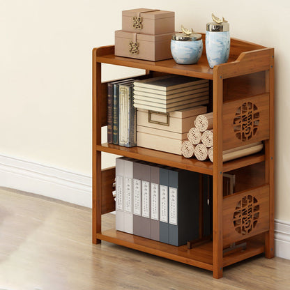 Modern Bamboo Closed Back Shelf Bookcase Floor Brown Book Shelf for Study Room