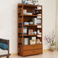 Modern Bamboo Closed Back Shelf Bookcase Floor Brown Book Shelf for Study Room