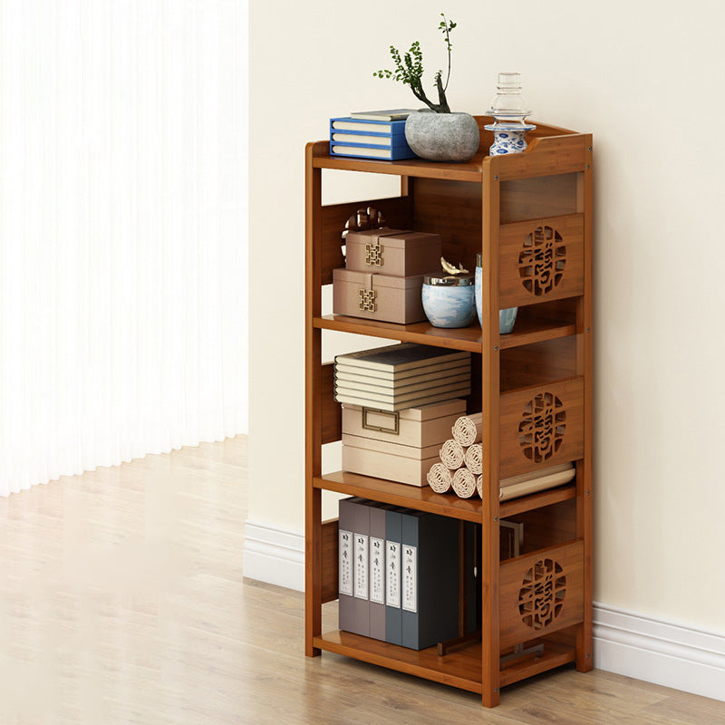 Modern Bamboo Closed Back Shelf Bookcase Floor Brown Book Shelf for Study Room