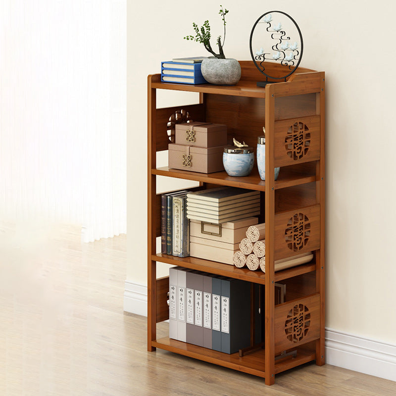 Modern Bamboo Closed Back Shelf Bookcase Floor Brown Book Shelf for Study Room