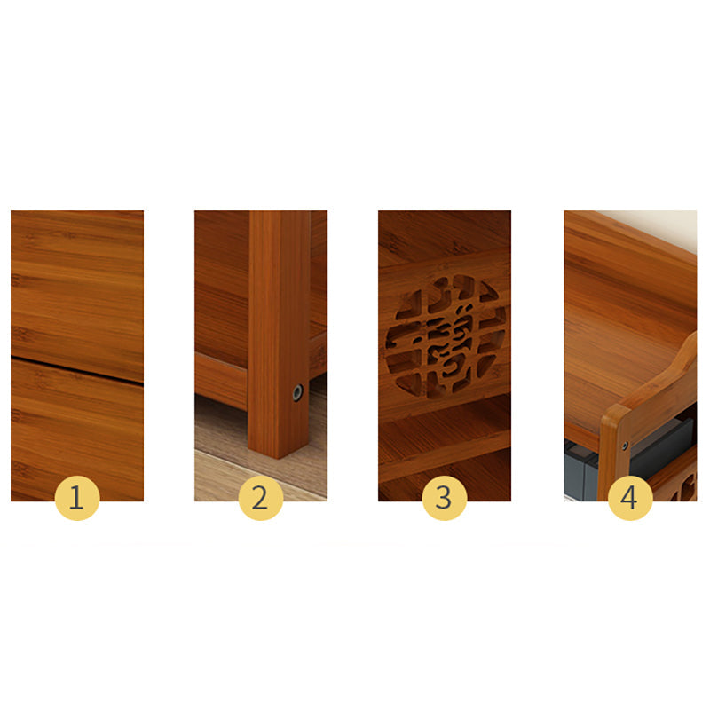 Modern Bamboo Closed Back Shelf Bookcase Floor Brown Book Shelf for Study Room