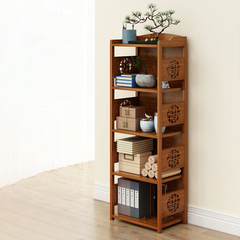 Modern Bamboo Closed Back Shelf Bookcase Floor Brown Book Shelf for Study Room
