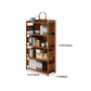 Modern Bamboo Closed Back Shelf Bookcase Floor Brown Book Shelf for Study Room