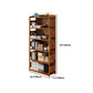 Modern Bamboo Closed Back Shelf Bookcase Floor Brown Book Shelf for Study Room