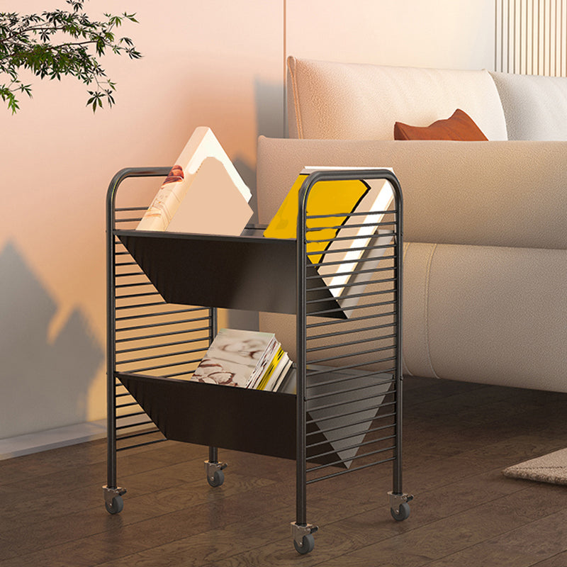 Moderne metaal boekenplank geometrische open plank verticale boekenkast in branden