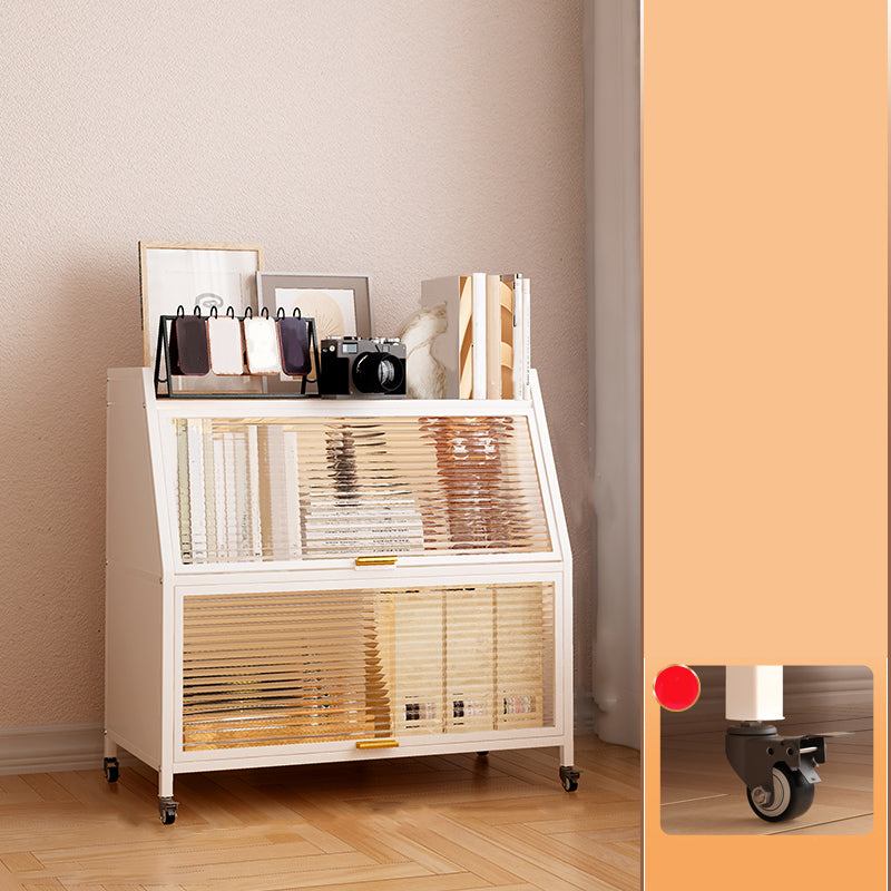 Contemporary Steel Shelf Bookcase with Doors Standard Bookshelf