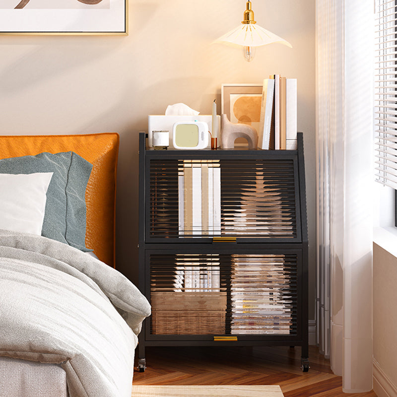 Contemporary Steel Shelf Bookcase with Doors Standard Bookshelf