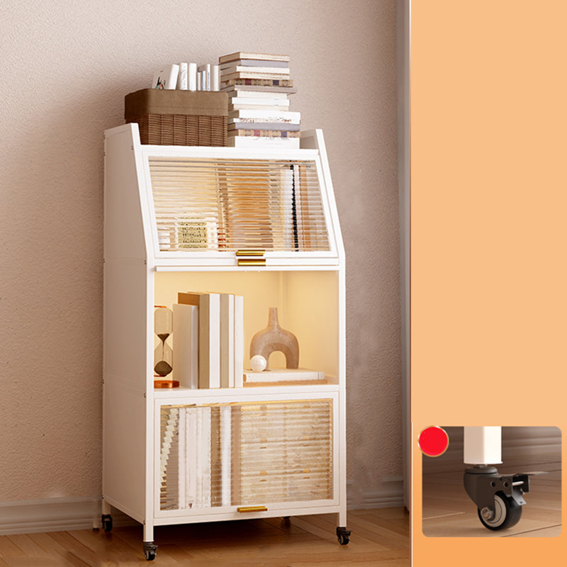 Contemporary Steel Shelf Bookcase with Doors Standard Bookshelf