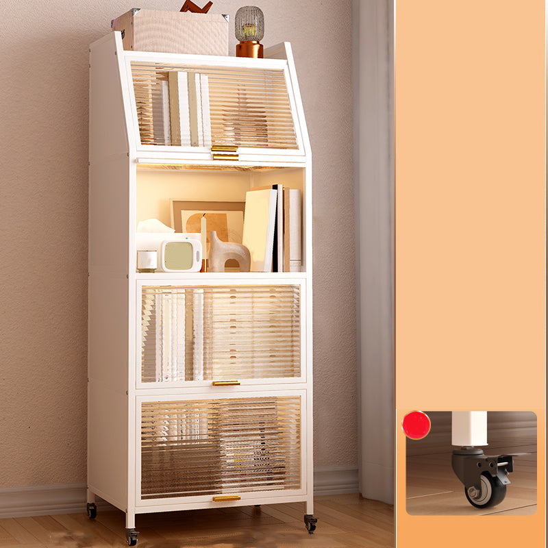 Contemporary Steel Shelf Bookcase with Doors Standard Bookshelf