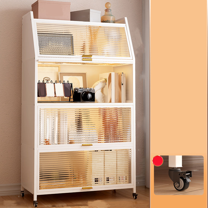 Contemporary Steel Shelf Bookcase with Doors Standard Bookshelf