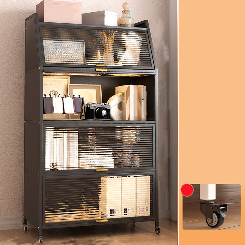 Contemporary Steel Shelf Bookcase with Doors Standard Bookshelf