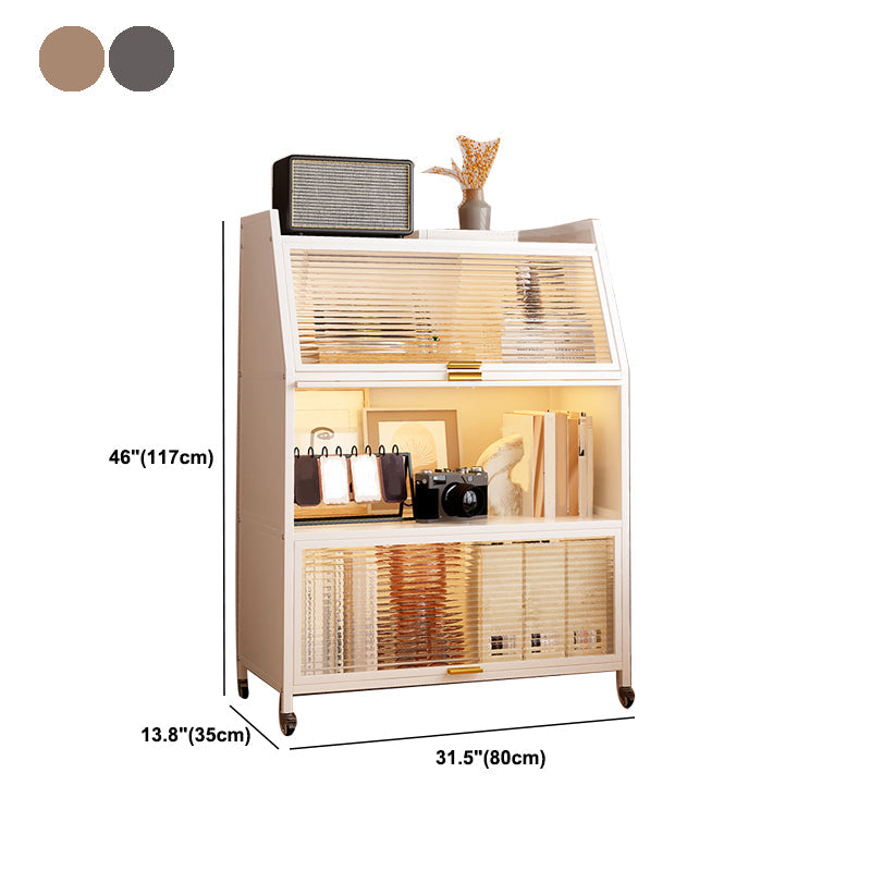 Contemporary Steel Shelf Bookcase with Doors Standard Bookshelf