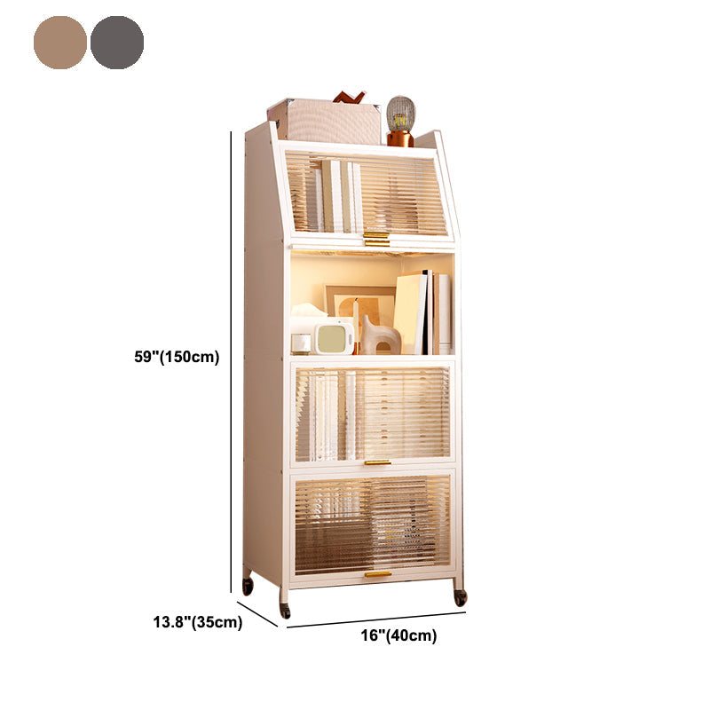 Contemporary Steel Shelf Bookcase with Doors Standard Bookshelf