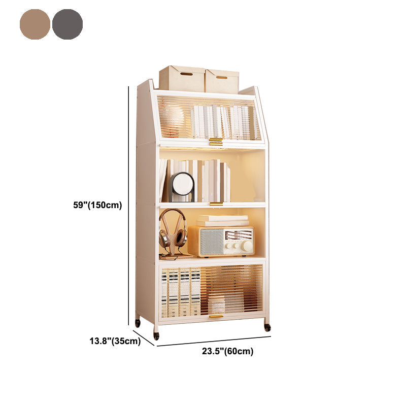 Contemporary Steel Shelf Bookcase with Doors Standard Bookshelf