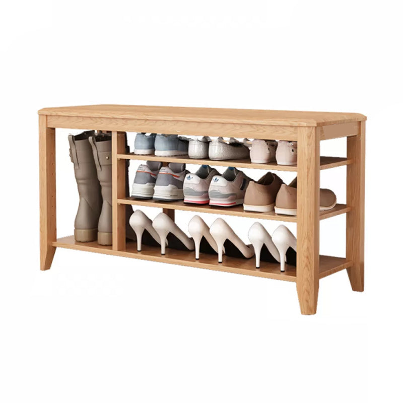 Rectangle 11.8" Wide Entryway Bench Modern Solid Wood Bench with Storage 39"L x 12"W x 20"H Light Khaki Clearhalo 'Benches' 'Chairs & Seating' 'furn' 'furn_benches' 'Furniture' 'Living Room Furniture' 5857367