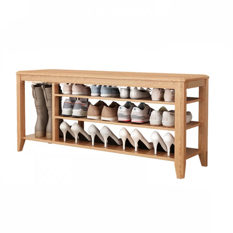Rectangle 11.8" Wide Entryway Bench Modern Solid Wood Bench with Storage 47"L x 12"W x 20"H Light Khaki Clearhalo 'Benches' 'Chairs & Seating' 'furn' 'furn_benches' 'Furniture' 'Living Room Furniture' 5857369