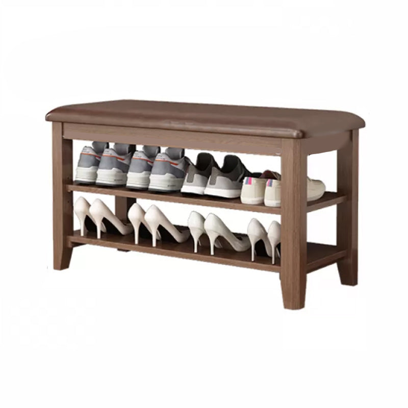 Rectangle 11.8" Wide Entryway Bench Modern Solid Wood Bench with Storage 31"L x 12"W x 17"H Brown Clearhalo 'Benches' 'Chairs & Seating' 'furn' 'furn_benches' 'Furniture' 'Living Room Furniture' 5857373