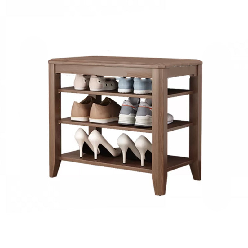 Rectangle 11.8" Wide Entryway Bench Modern Solid Wood Bench with Storage 24"L x 12"W x 20.5"H Walnut Clearhalo 'Benches' 'Chairs & Seating' 'furn' 'furn_benches' 'Furniture' 'Living Room Furniture' 5857387