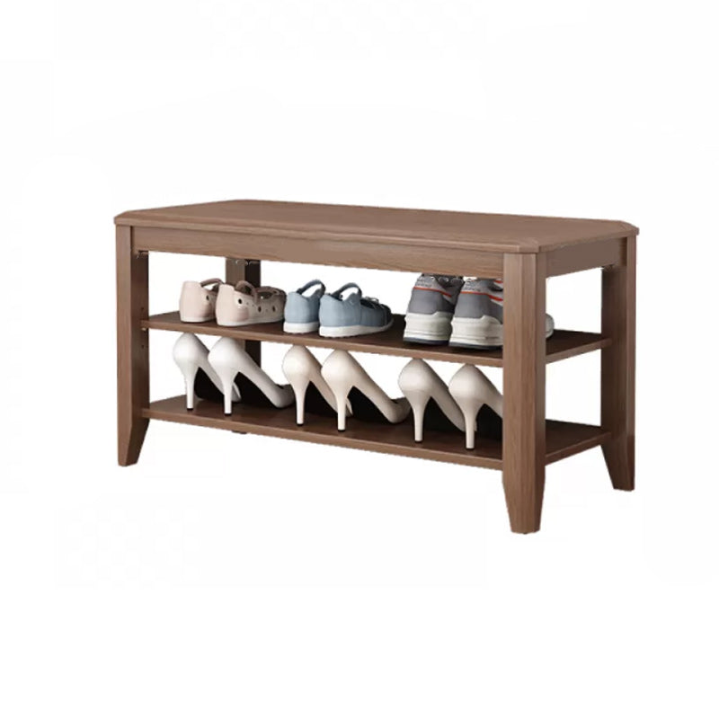 Rectangle 11.8" Wide Entryway Bench Modern Solid Wood Bench with Storage 31"L x 12"W x 17"H Walnut Clearhalo 'Benches' 'Chairs & Seating' 'furn' 'furn_benches' 'Furniture' 'Living Room Furniture' 5857389