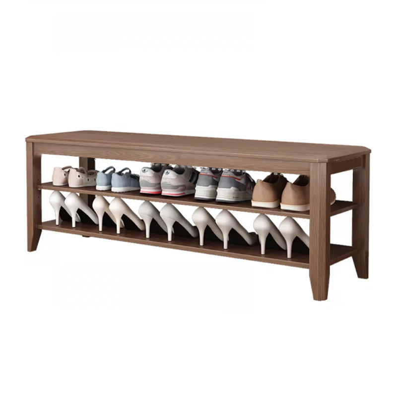Rectangle 11.8" Wide Entryway Bench Modern Solid Wood Bench with Storage 47"L x 12"W x 16.5"H Walnut Clearhalo 'Benches' 'Chairs & Seating' 'furn' 'furn_benches' 'Furniture' 'Living Room Furniture' 5857390