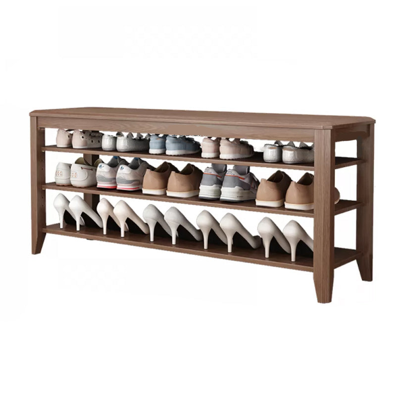 Rectangle 11.8" Wide Entryway Bench Modern Solid Wood Bench with Storage 47"L x 12"W x 20"H Walnut Clearhalo 'Benches' 'Chairs & Seating' 'furn' 'furn_benches' 'Furniture' 'Living Room Furniture' 5857394