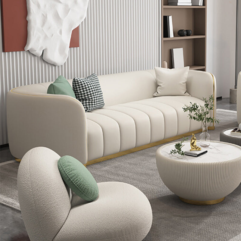 Echte lederen bank hedendaagse eenvoudige hellende armbank in beige