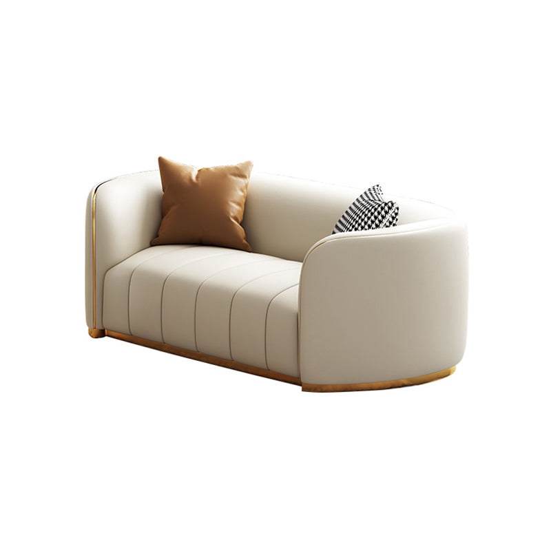 Echte lederen bank hedendaagse eenvoudige hellende armbank in beige