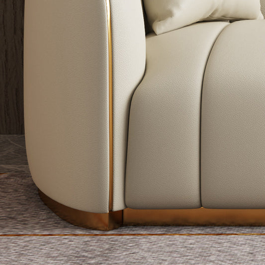 Echtes Ledersofa zeitgenössischer einfacher abgerissener Armsofa in Beige