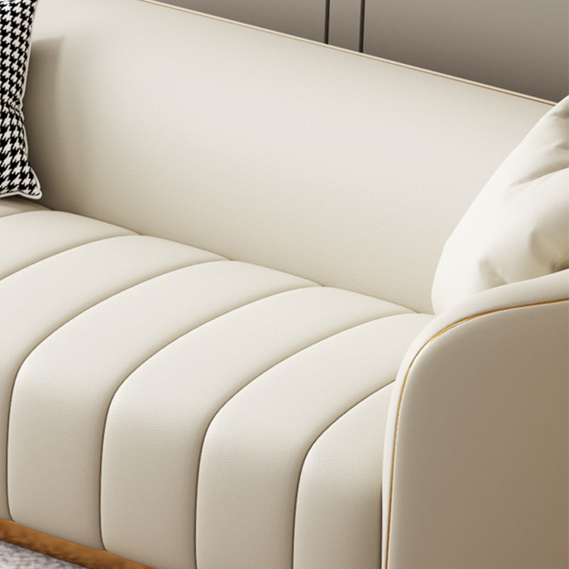 Echte lederen bank hedendaagse eenvoudige hellende armbank in beige