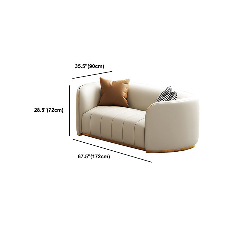 Echte lederen bank hedendaagse eenvoudige hellende armbank in beige