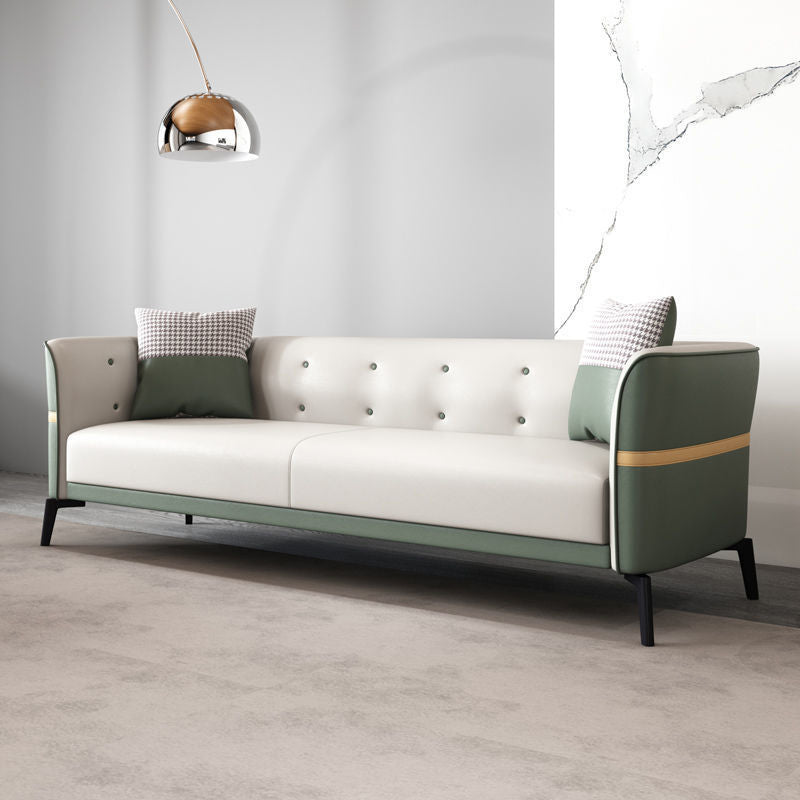 Getufte wijd uitlopende arm bank hedendaagse faux lederen vlekbestendige bank