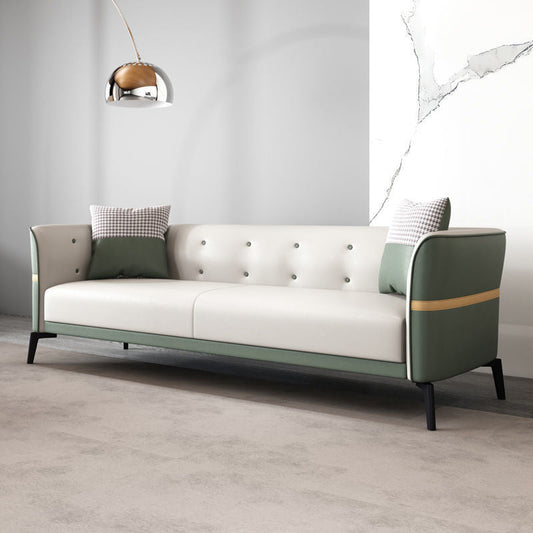 Tufted Flared Arm Sofa Contemporary Faux Leather Stain Resistant Sofa