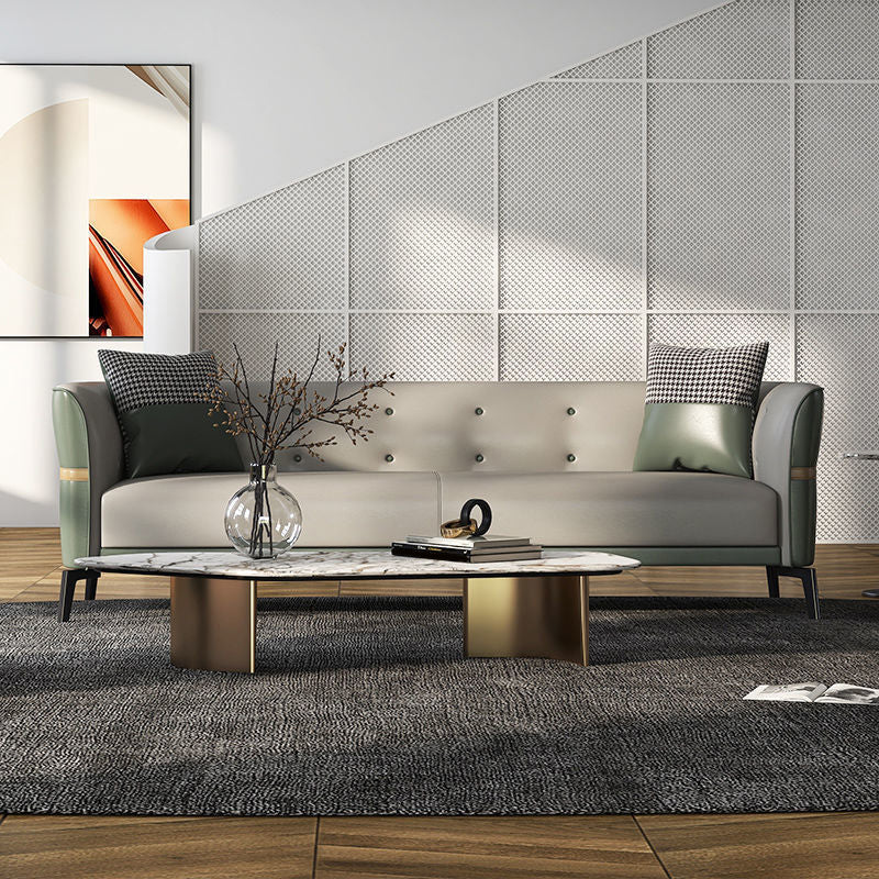 Getufte wijd uitlopende arm bank hedendaagse faux lederen vlekbestendige bank