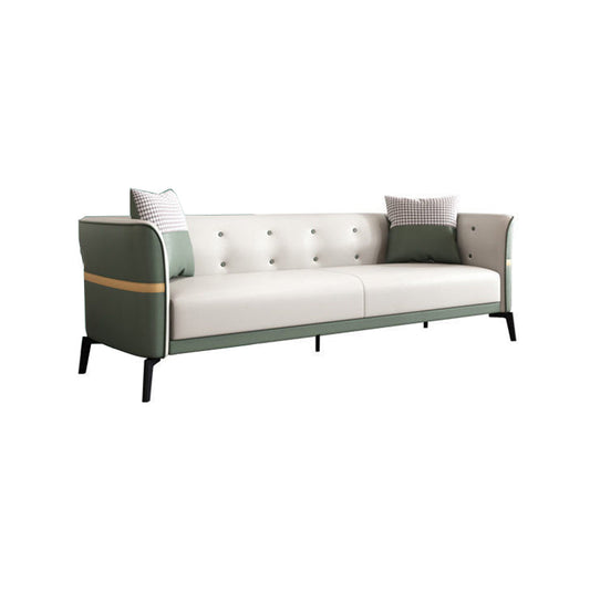 Tufted Flared Arm Sofa Contemporary Faux Leather Stain Resistant Sofa
