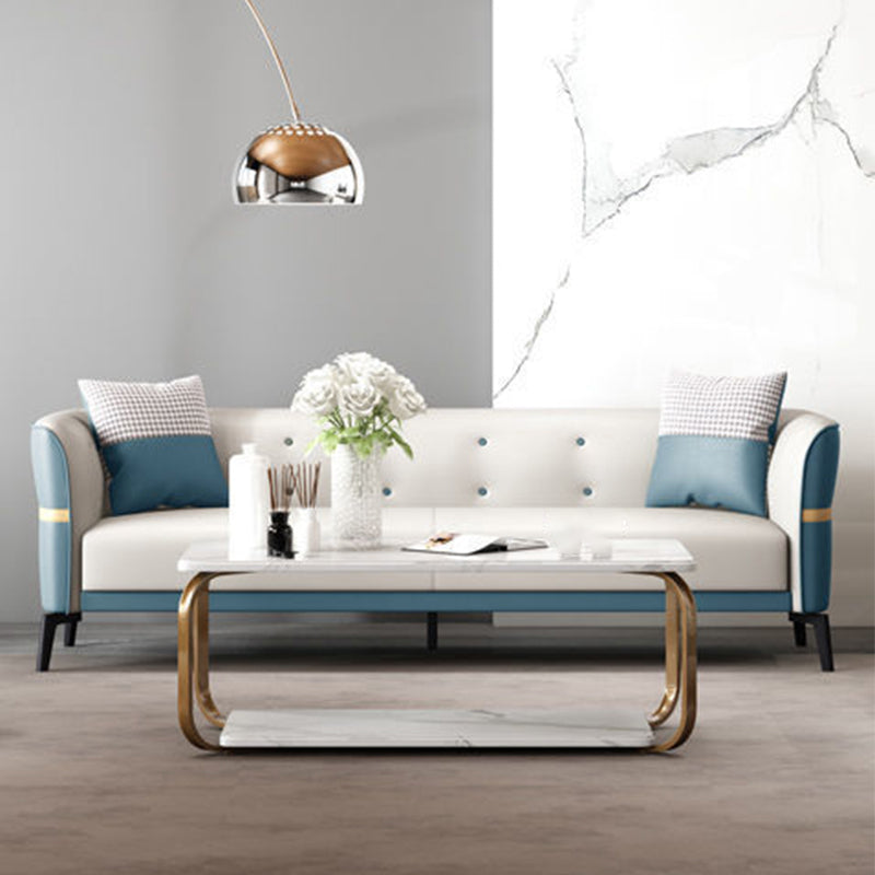 Getufte wijd uitlopende arm bank hedendaagse faux lederen vlekbestendige bank