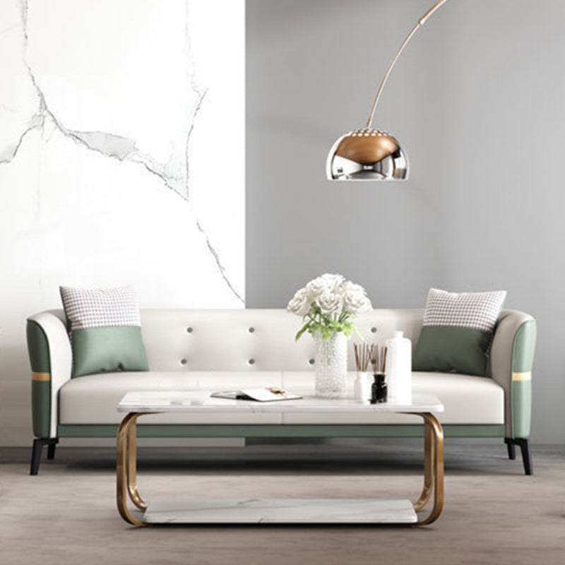 Getufte wijd uitlopende arm bank hedendaagse faux lederen vlekbestendige bank