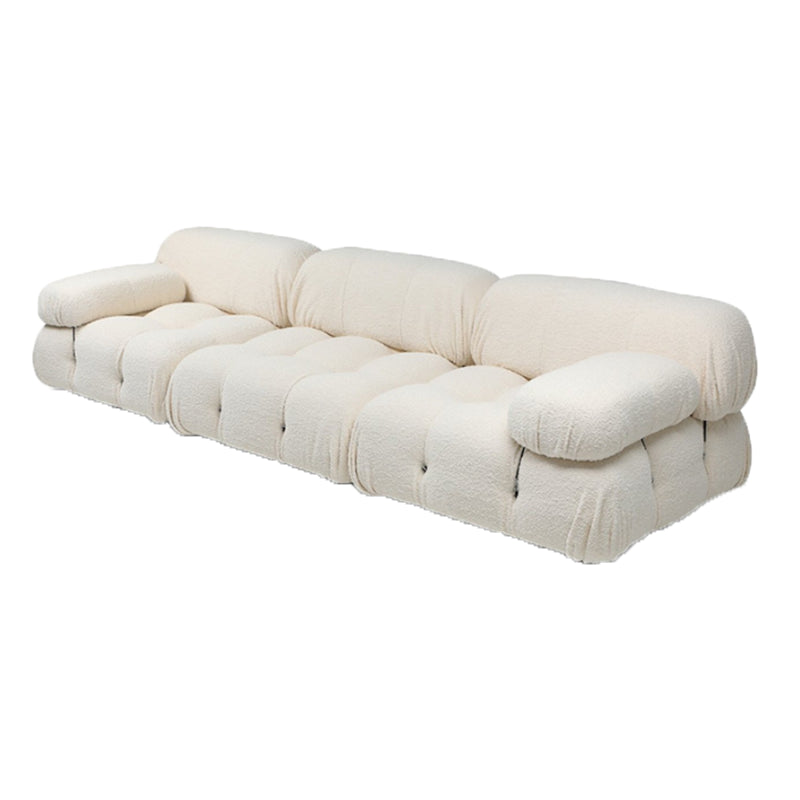Tufted Cream 2-3-Seater Sofa Contemporary Pillow Top Arm Sofa