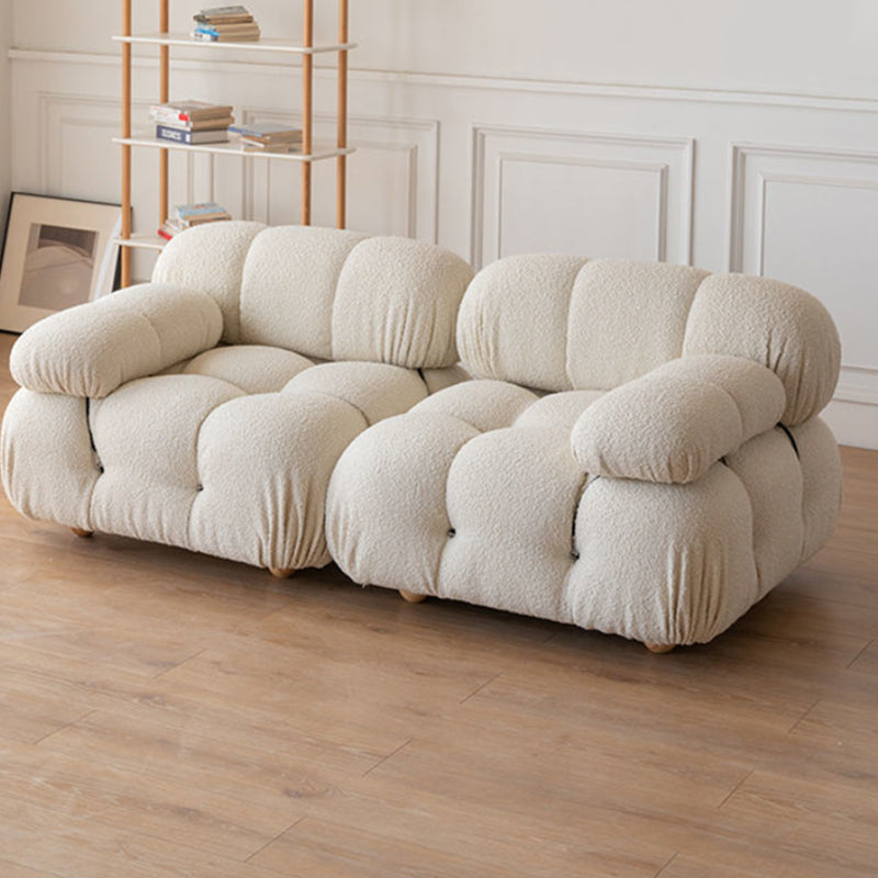 Tufted Cream 2-3-Seater Sofa Contemporary Pillow Top Arm Sofa