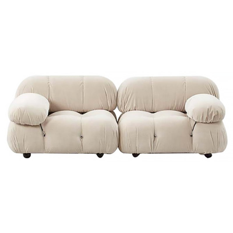 Tufted Cream 2-3-Seater Sofa Contemporary Pillow Top Arm Sofa