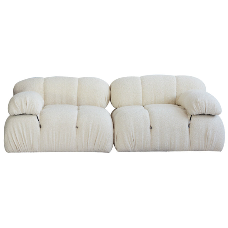 Tufted Cream 2-3-Seater Sofa Contemporary Pillow Top Arm Sofa